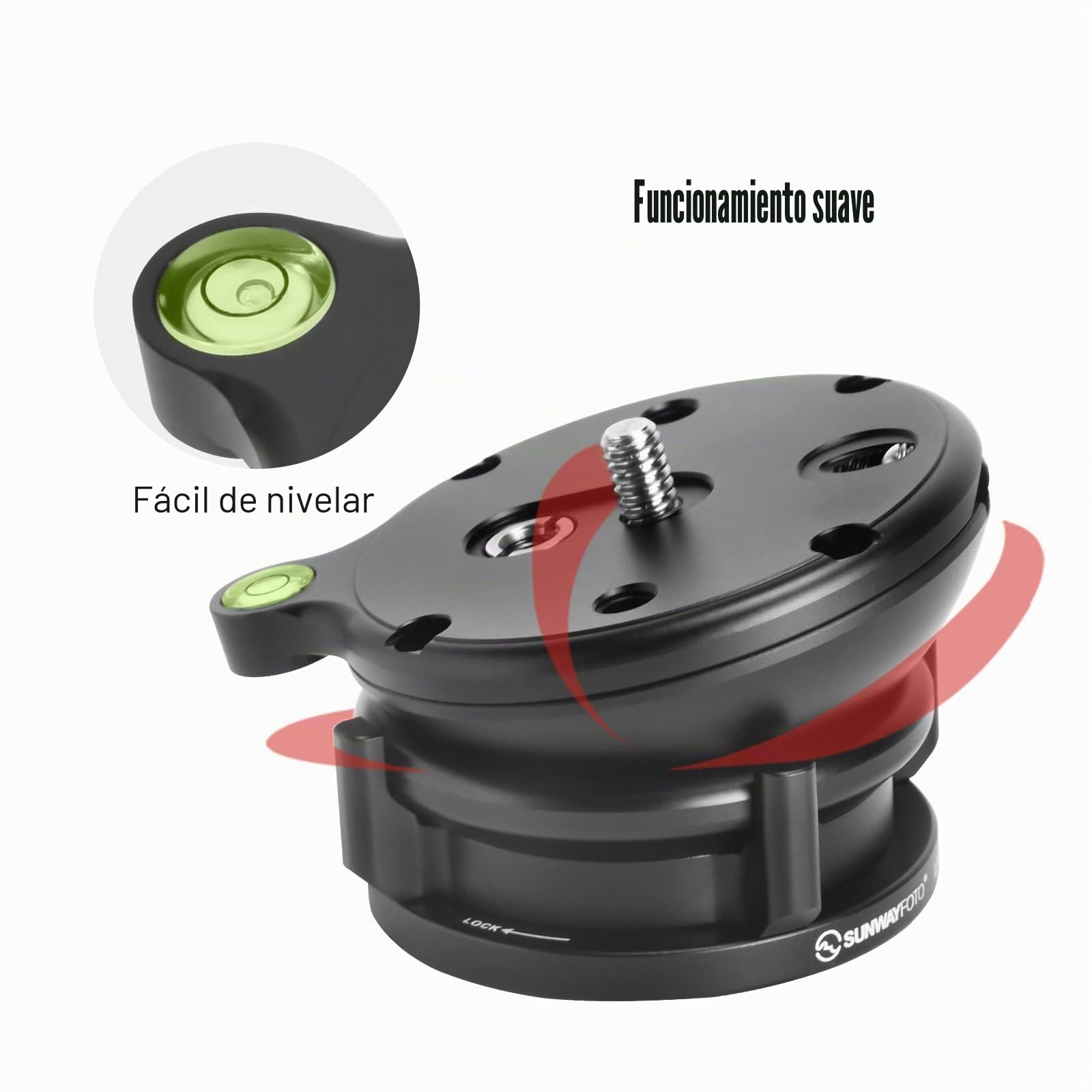 SUNWAYFOTO Cabezal de trípode con Base de nivelación LB-68, Capacidad de Carga de 10 kg