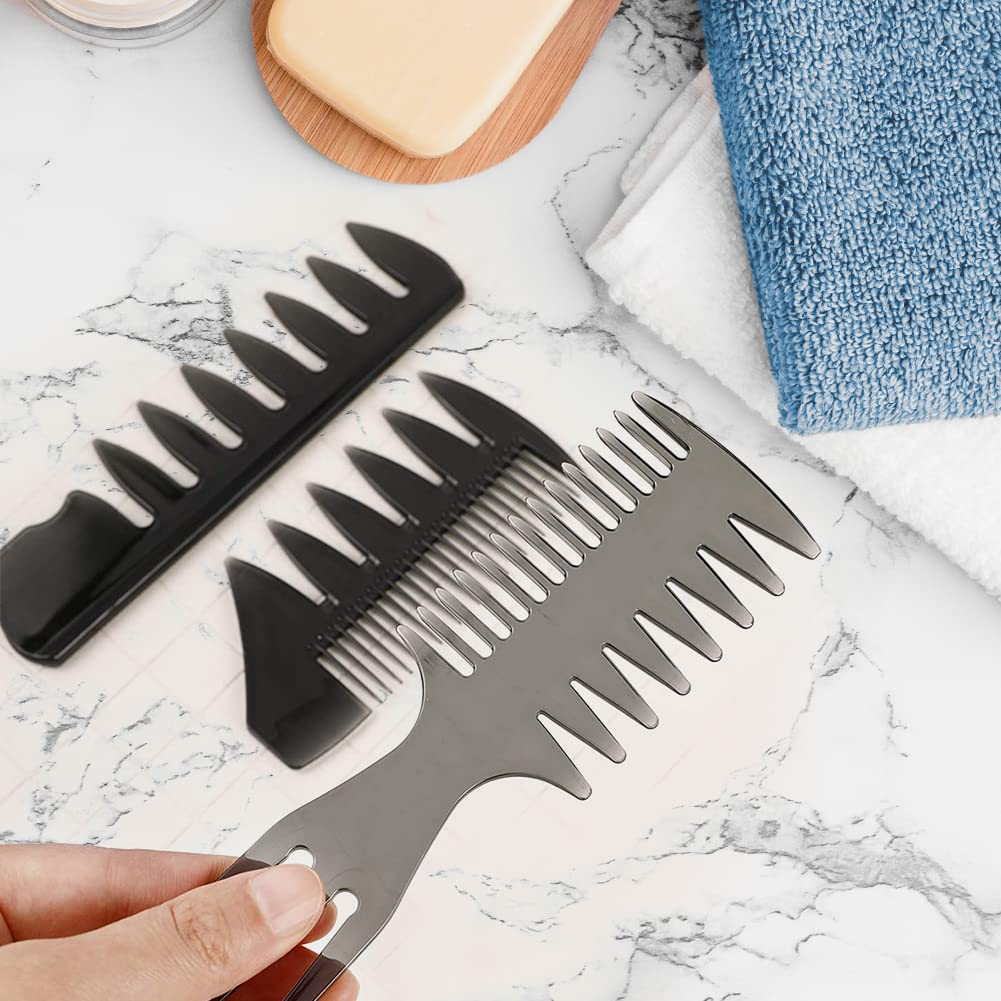 Juego De Peine Hombres Cabello, Profesional Dientes Anchos Peinar De Doble Cara Peine De Cola De Rata Styling Comb, Peine Hombre Para Peluqueria Negro