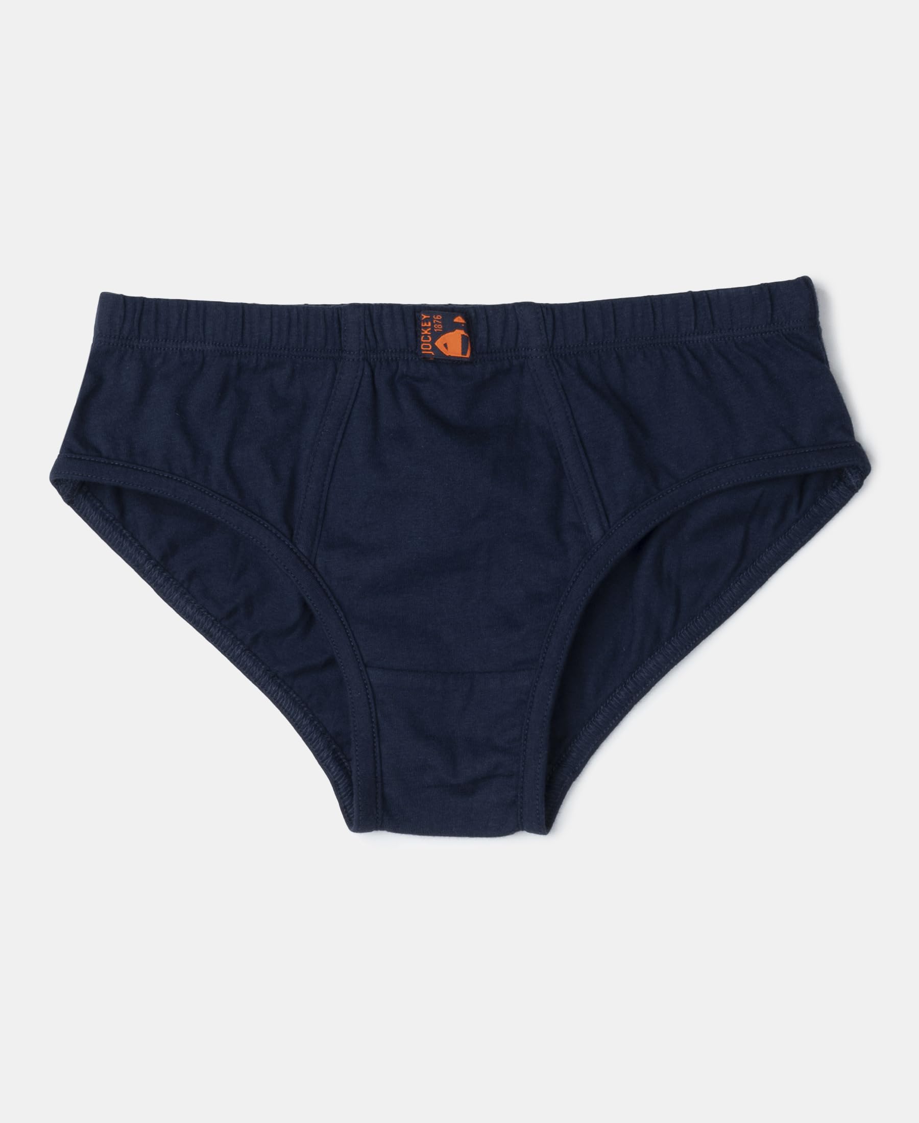 Jockey 3035 Boys Super Combed Cotton Solid Brief with Ultrasoft Waistband (Pack of 3)_Mandarin Orange, Navy & Ocean Depth_9-10 Yrs - Image 7 thumbnail