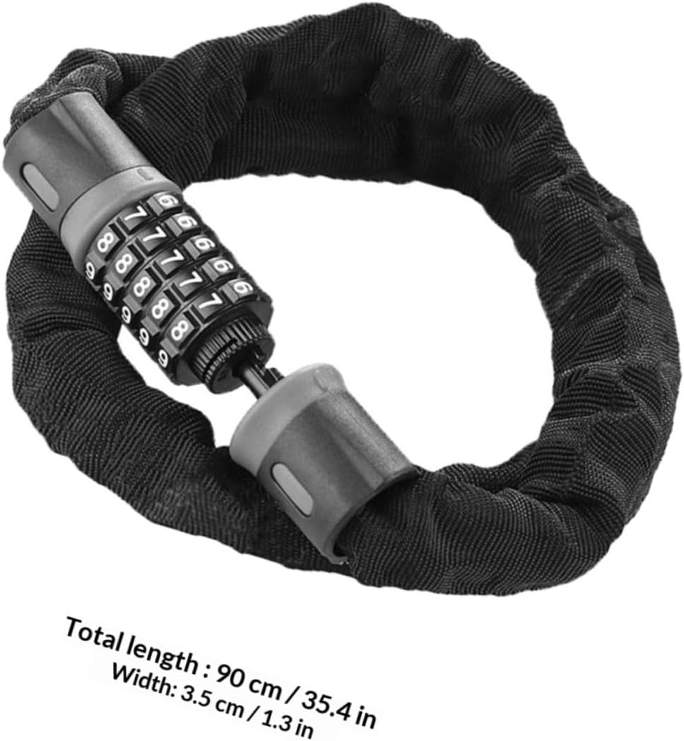 Bike Chain Password Lock 0.9m Heavy-Duty Carbon Steel Anti-Theft Lock for Bicycle Motorcycle Electromobile Security