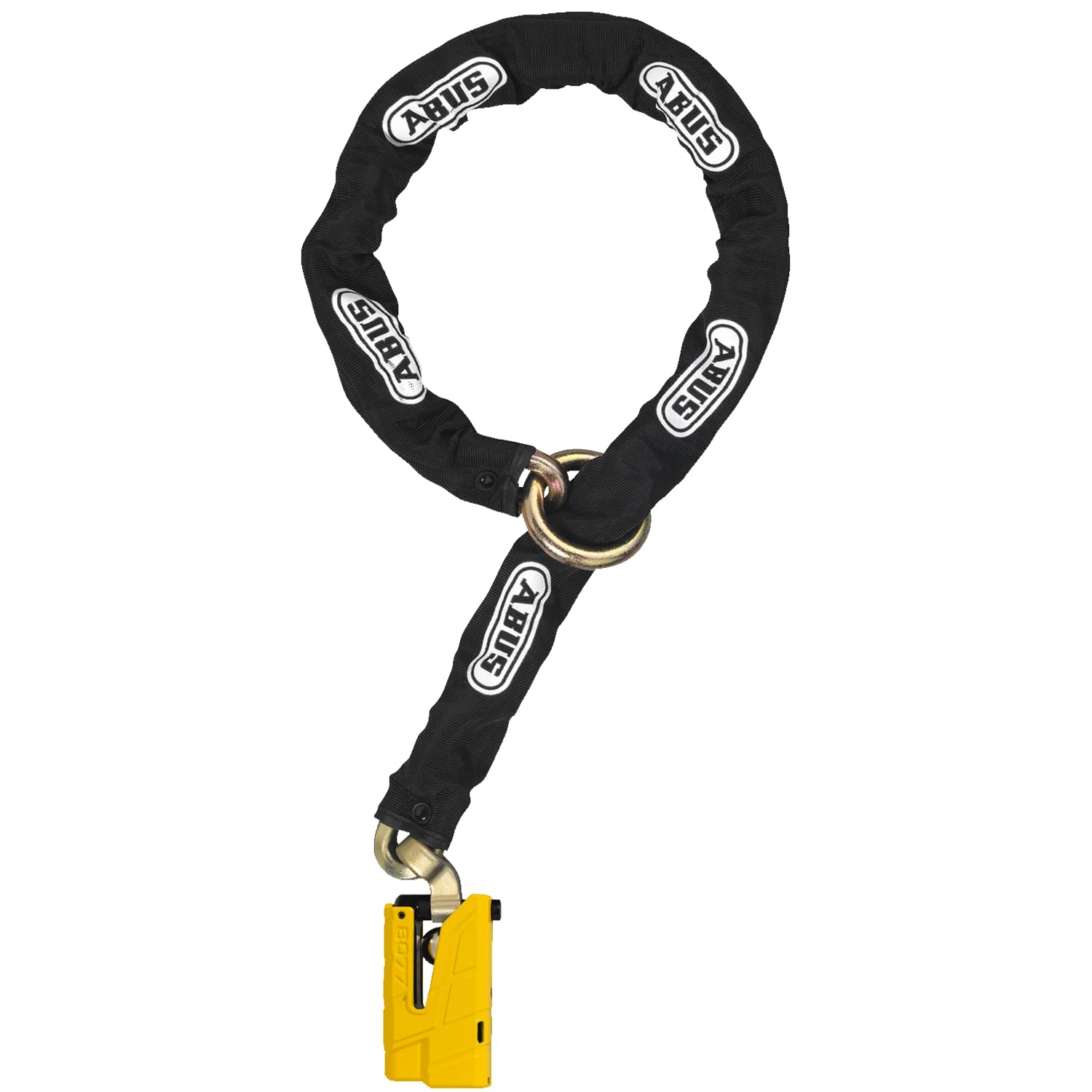 ABUS Combinazione di lucchetto e catena GRANIT™ Detecto XPlus 8077 lucchetto per disco freno con allarme + catena di 12 mm di spessore 12KS Black Loop - Livello di sicurezza 19