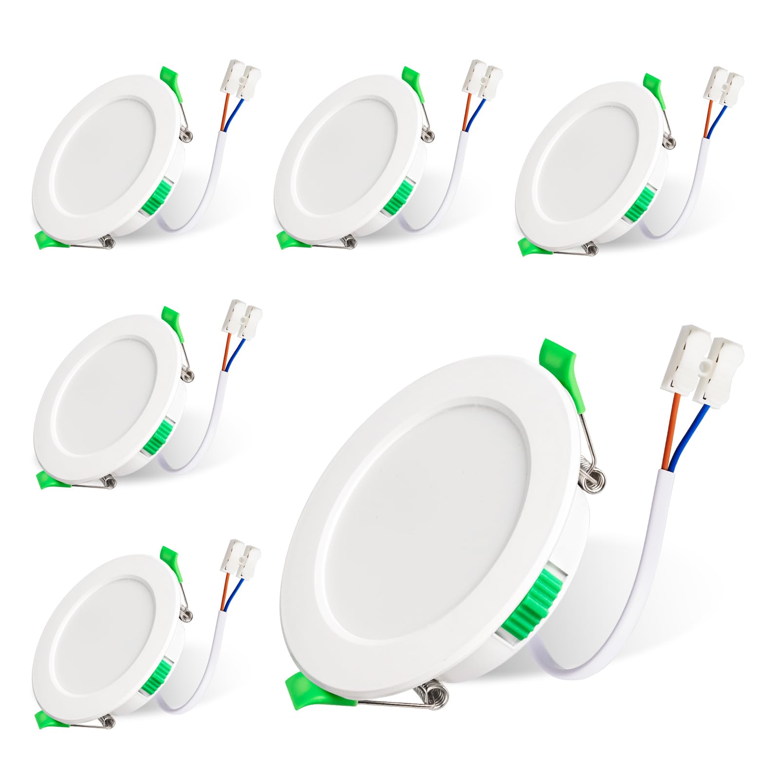 Hossom LED Einbaustrahler 230V 7W Dimmbar 68mm, IP44 LED Spots, 600LM Deckenspots, Flach Warmweiß 3000K Neutralweiß 4000K Kaltweiß 6500K, Einbauleuchten für Badezimmer Wohnzimmer Küche