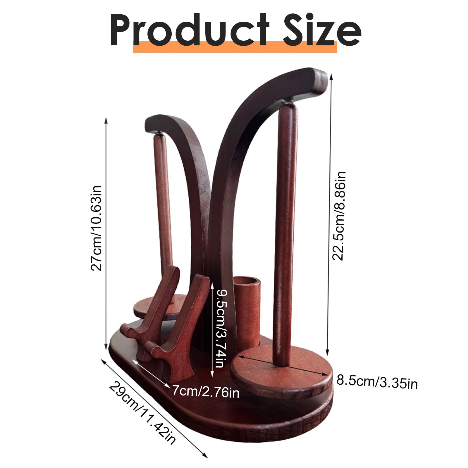 Svolgitore di lana magnetico, multifunzionale, supporto per lana in legno con contenitore e supporto per cellulare, supporto in lana rotante, doppio supporto per gli amanti del uncinetto e degli