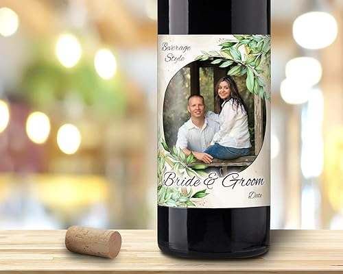 Etiquetas de vino de boda personalizadas utiliza tu propia foto en estas etiquetas personalizadas de vino y cerveza de boda - Boda frondosa añade
