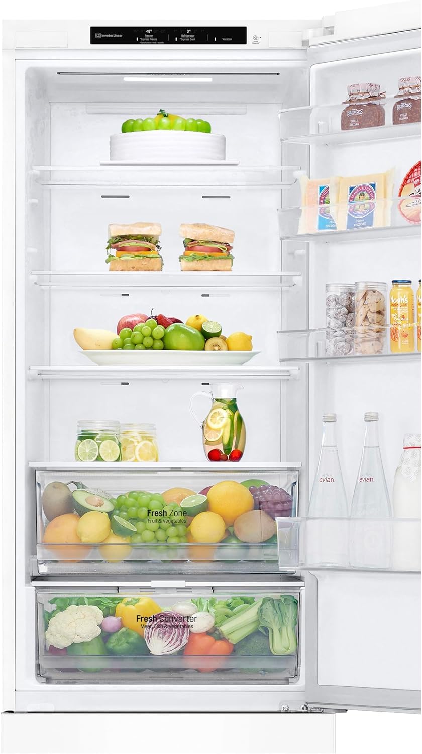 LG GBP62SWNAC Kühl-/Gefrierkombination, Klasse A, 384 L, Super White | DoorCooling+, LINEARCooling, Innendisplay, 59,5 x 203 x 67,5 cm