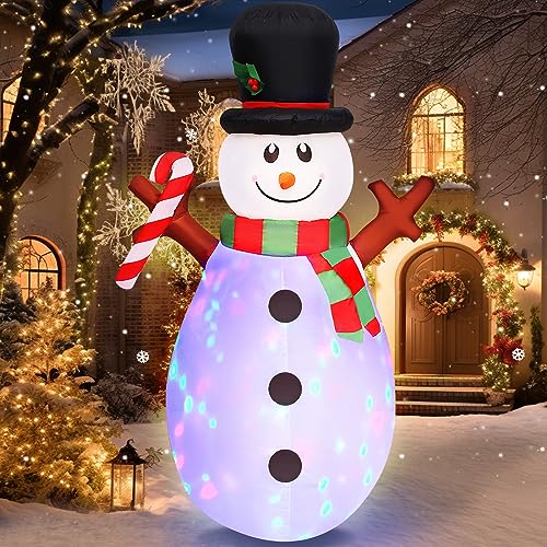 Danxilu 5FT/1,5M Schneemann Aufblasbar mit Bunten Drehend Led Lichts Aufblasbare Weihnachtsdeko Aussen, Aufblasbarer Schneemann Frosty IP44 Wetterfest für Außen, Garten, Rasen, Innen, Xmas Party