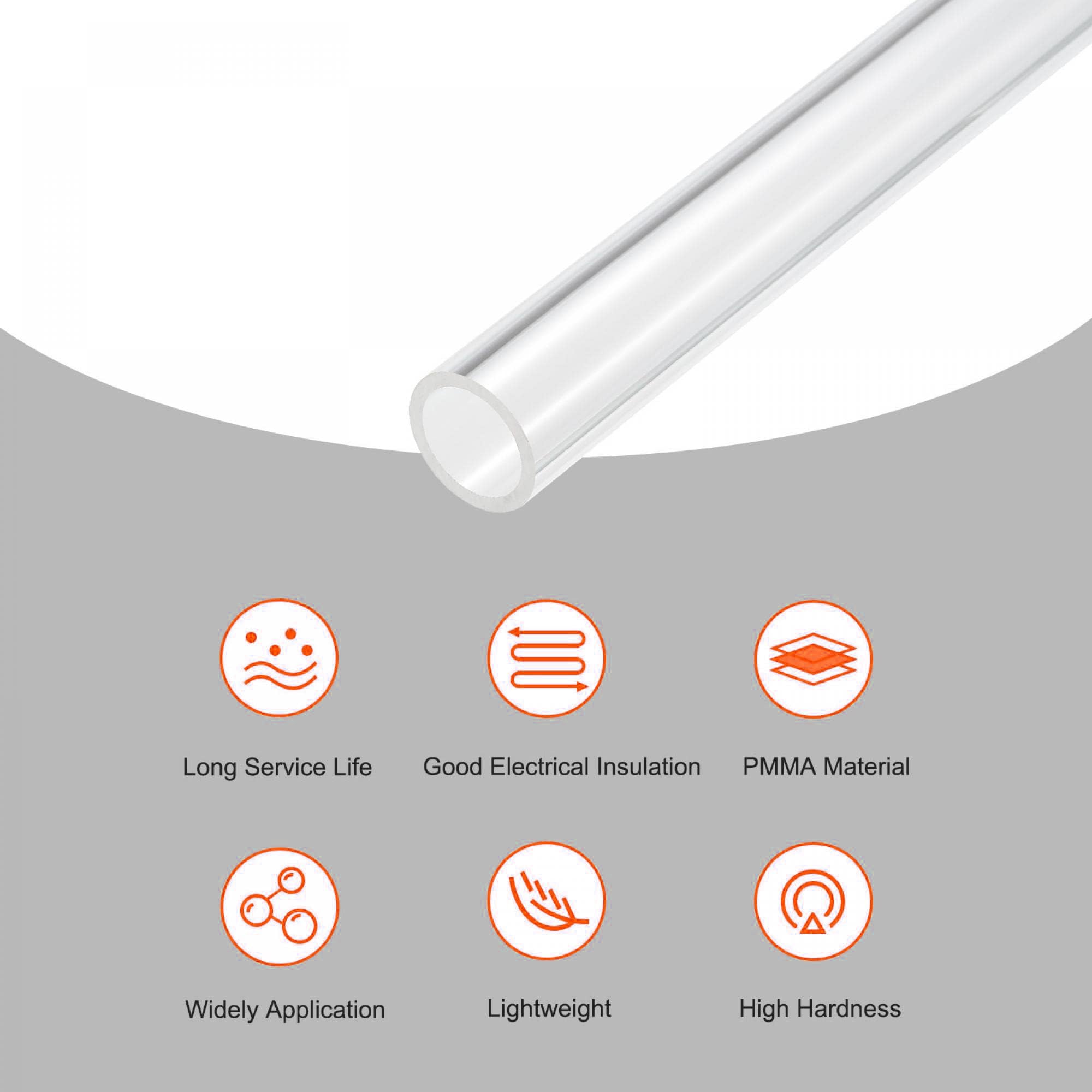 Unifizz Tubo in plastica acrilica trasparente, rotondo, rigido, diametro interno 31 mm, diametro esterno 35 mm, per illuminazione, modelli, impianti idraulici, artigianato