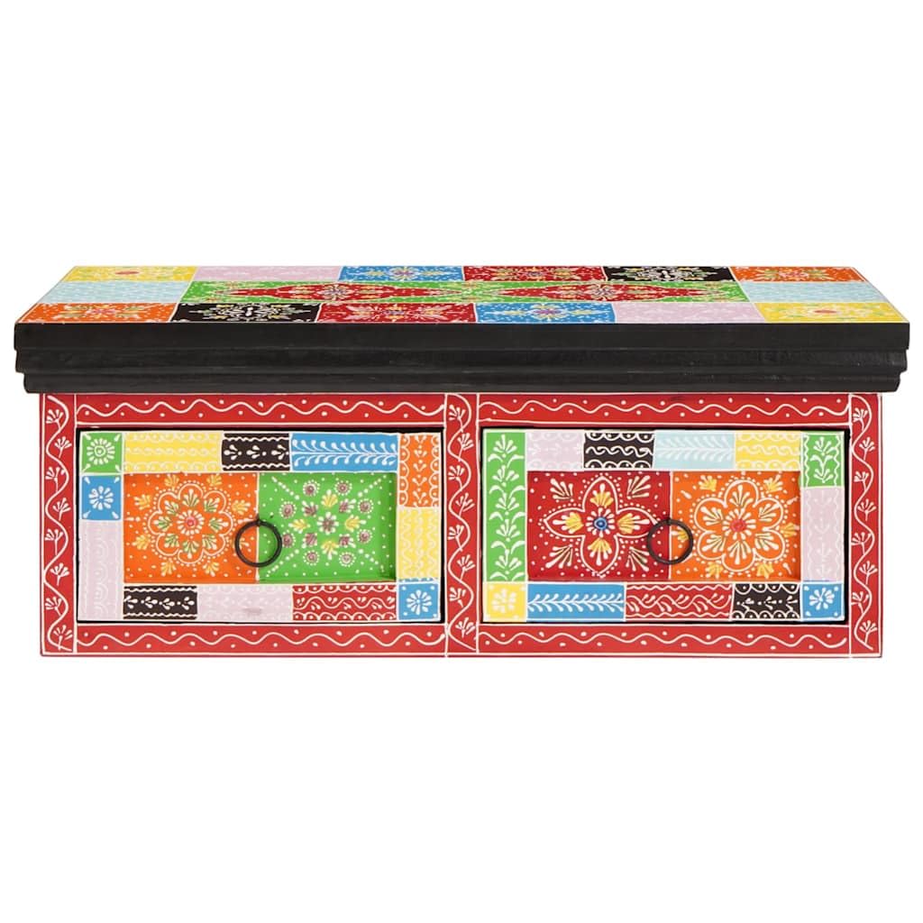 **Mueble de TV de mango de madera maciza montado en la pared, mueble de TV con compartimentos de almacenamiento, rectangular para salón, 60 x 30 x 24 cm, multicolor**