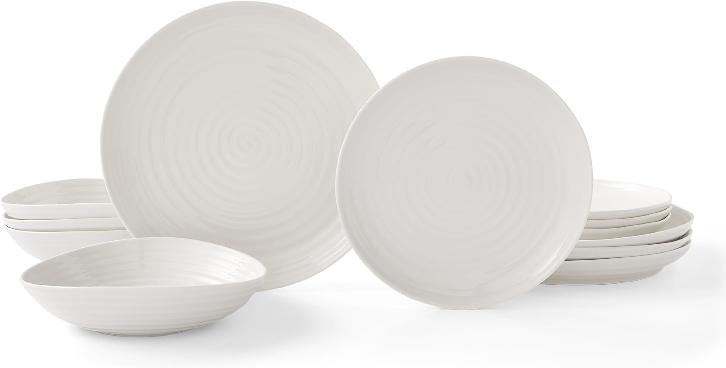 Sophie Conran 12 Piece Coupe Dinnerware Set - Dinner Plates, Side Plates & Bowls, Porcelain Kitchen Tableware for Everyday Dining & Entertaining - Durable & Dishwasher Safe