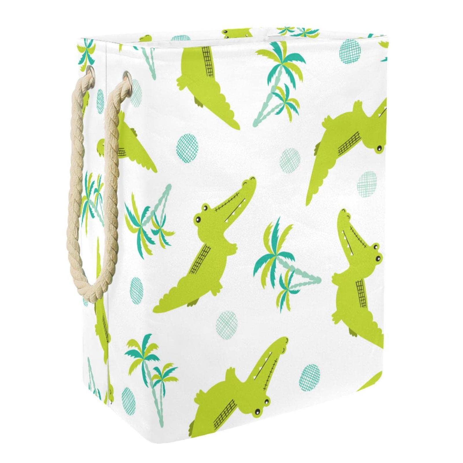 Panier à linge sale imperméable vert coco dinosaure de grande capacité