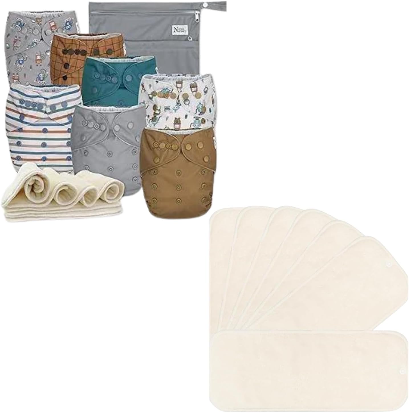 Nora's Nursery Cloth Diapers + 7 Pack Inserts with Snap