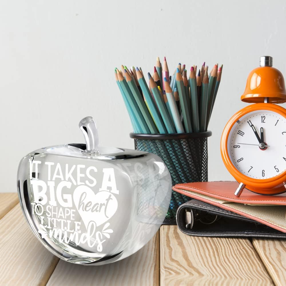 BELLA BUSTA-It Takes a Big Heart to Shape Little Minds- Teacher's Day, Christmas, Thank You Teacher-Apple Paperweight for Teacher