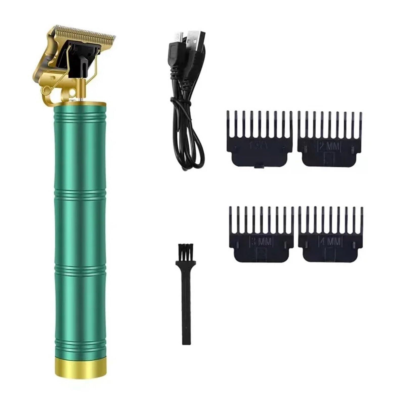Elektrischer Haarschneider T9 für Männer, wiederaufladbarer elektrischer Rasierer, zum Schneiden von Barbieren und Bart (Green Bamboo-nobox)