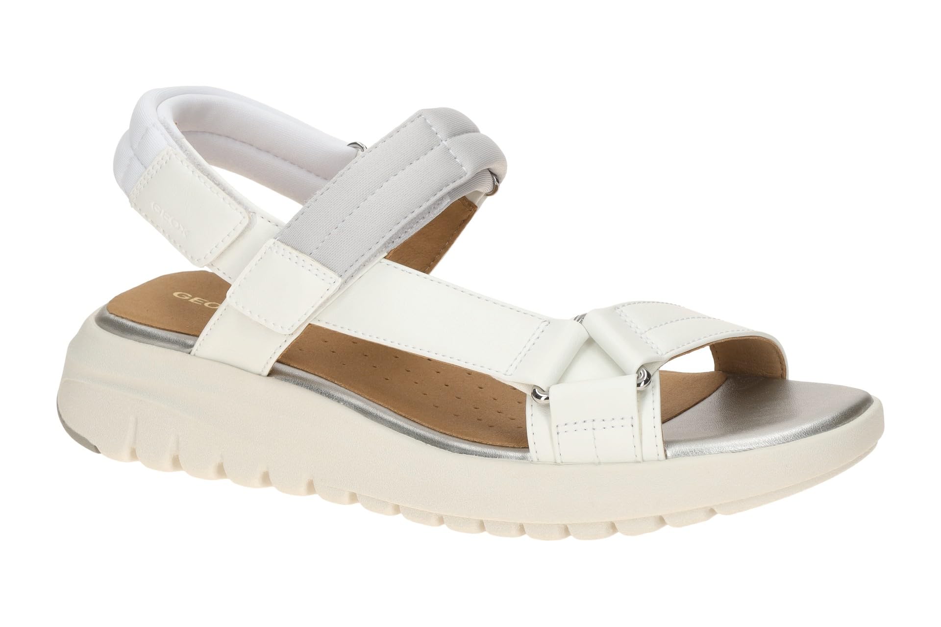 Geox D Flextride S D, Women's Wedge Sandals, White Lt Grey, EU 39 - UK 6