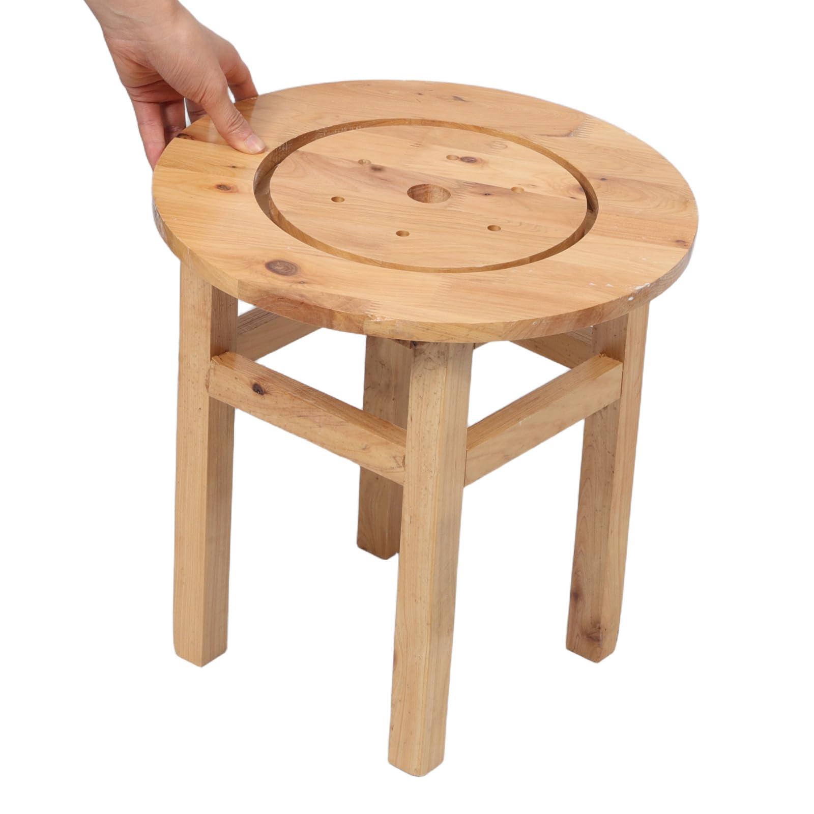Veemoon Holz Dampf Fußbad Hocker, Rund, Braun, Vier Beine, Hohl | Sitz Bath Steaming Seat, Sauna Einsatz, 50cm Höhe, für Frauen und Senioren