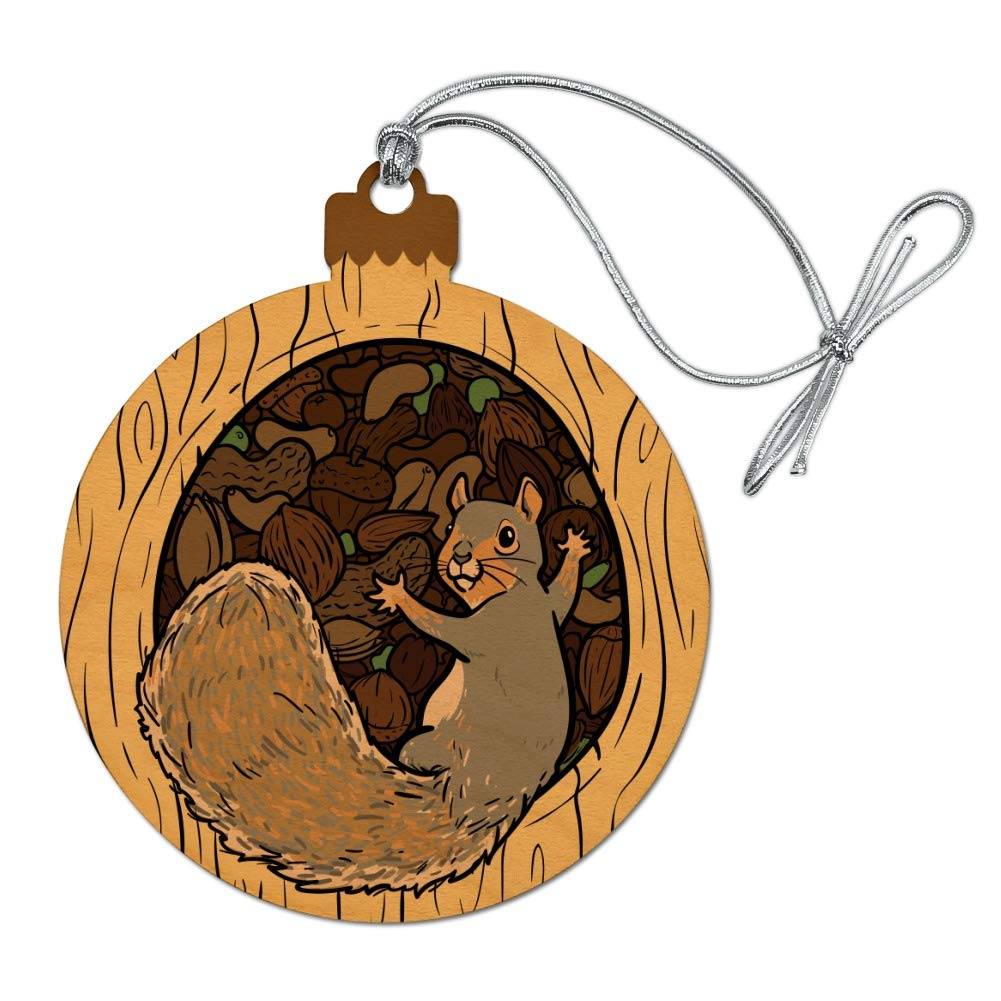 GRAPHICS & MORE Squirrel Protecting His Nuts Wood Christmas Tree Holiday Ornament