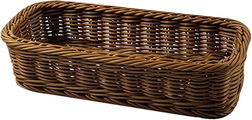 Cabilock Cesta de almacenamiento de ratán tejida a mano, organizador de utensilios de maquillaje, contenedor tejido multiusos para ropa de