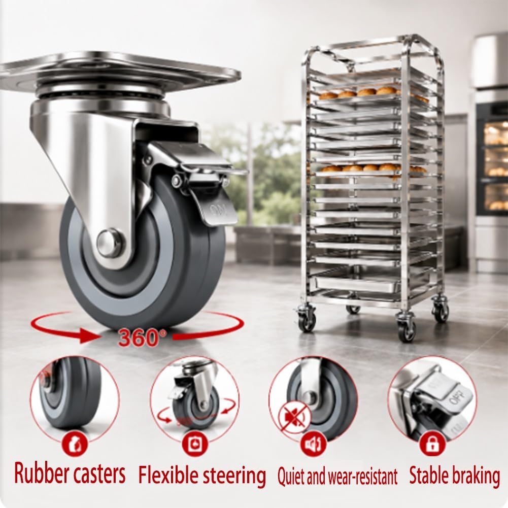Carrello Portateglie In Alluminio Su Ruote, Attrezzatura Per Panificazione | Carrello Professionale Per Il Trasporto Di Teglie Da Pane, Scaffale Per Il Raffreddamento Post-cottura(46x60x169 cm)