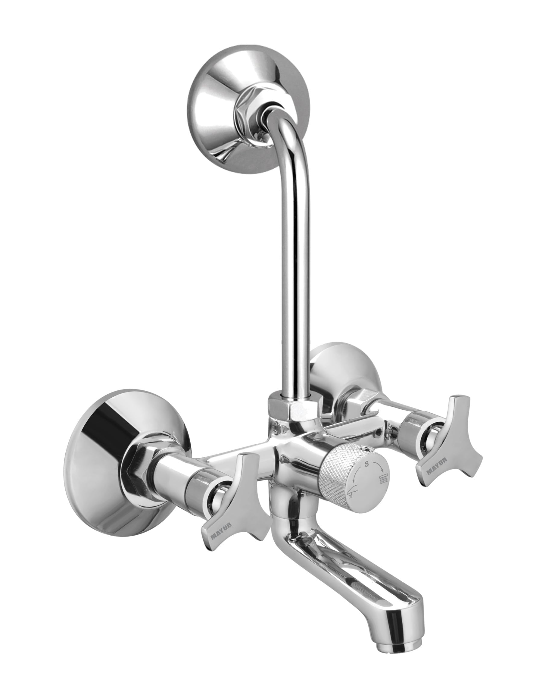 Mayur Brass Wall Mixer Tap - Chrome Finish -8