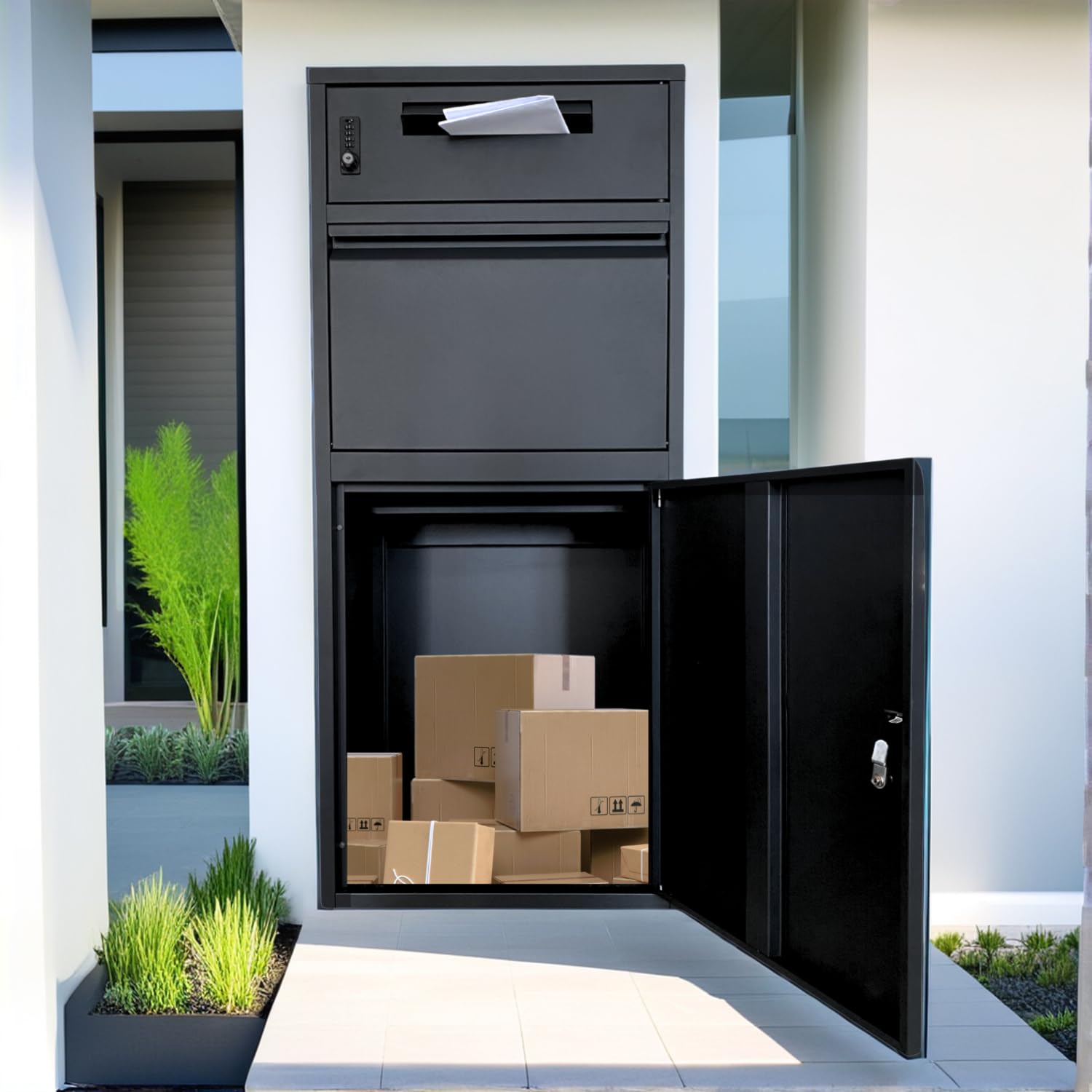 ParcelXL - Paketbriefkasten - Separater Postfach - Freistehende Paketbox - Schwarz