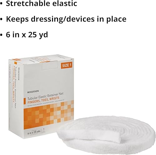 Vista 40 de McKesson Red de retención elástica tubular, no estéril, mano, brazo, pierna, pie, tamaño 2, 7 1/2 pulgadas x 25 yardas, 1 unidad, 1 paquete