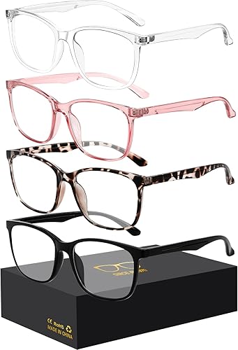 UTQUEEN Lentes de bloqueo de luz azul para mujeres y hombres lentes de lectura de computadorajuegos televisiónteléfonos paquete de 4 lentes