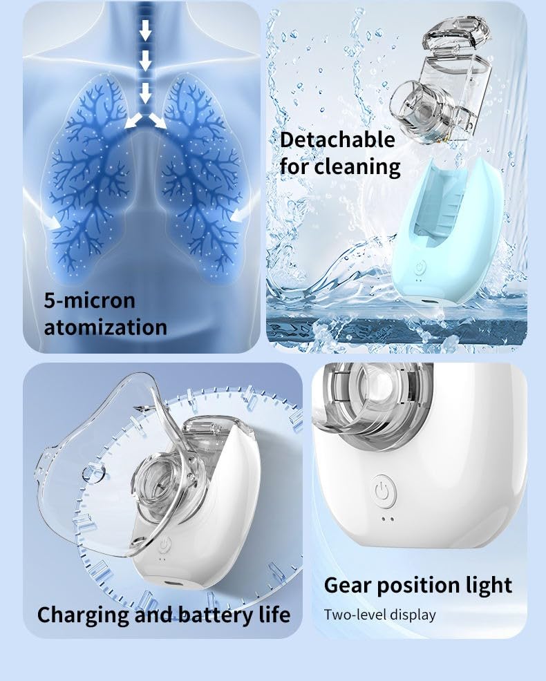 Image of Portable Nebulizer Machine for Kids & Adults | Compact Quiet Mesh Inhaler for Home Travel Use, Asthma Cough & Breathing Relief