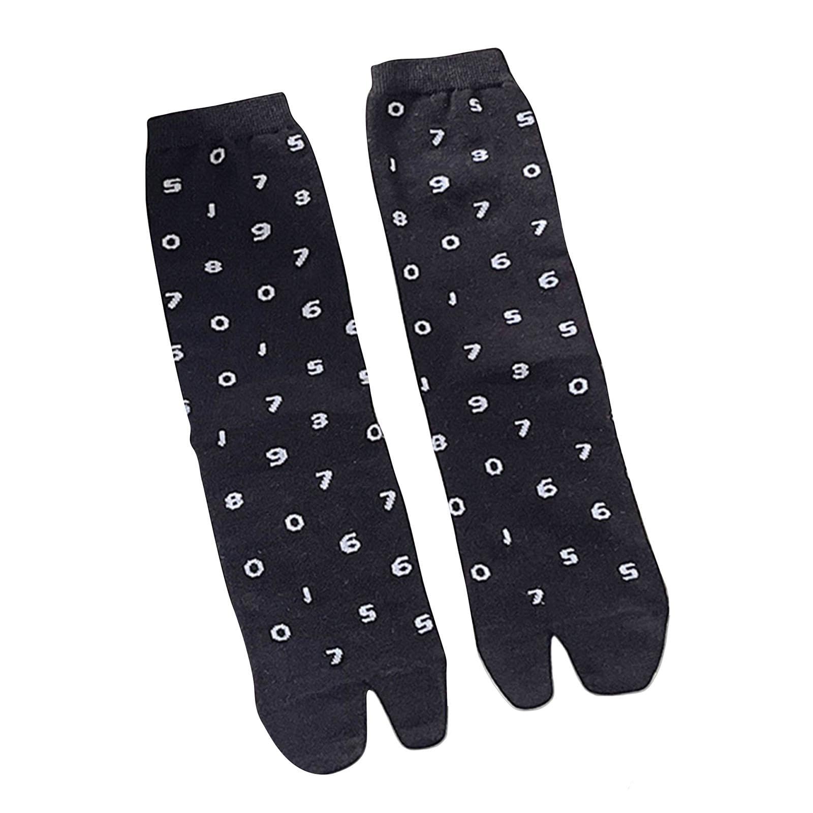 Colaxi Flip Flop Socks for Women Practical Breathable Stylish Mid Calf Socks Geta Socks, Black