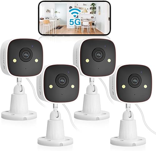 Jennov Cámaras de seguridad 2K, cámaras WiFi para interiores para seguridad del hogar, cámaras para mascotas con enchufe, doble banda (5 GHz2.4