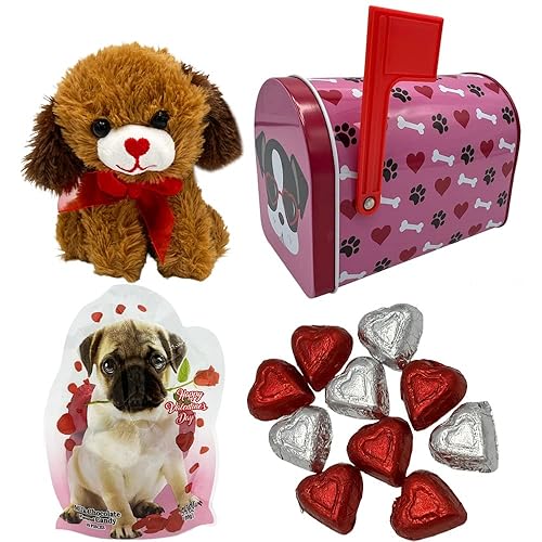 Set de regalo de perro de amor para el día de San Valentín lindo buzón de metal de felpa para perro paquete de 3