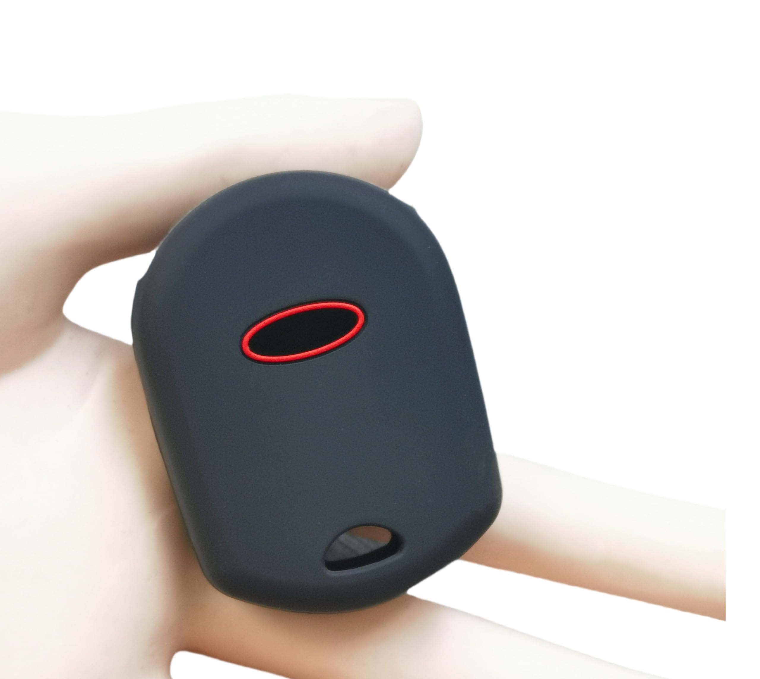 RUNZUIE 4-Button Silicone Key Fob Cover For Ford Lincoln Mercury | Black With Green Trim - View #2