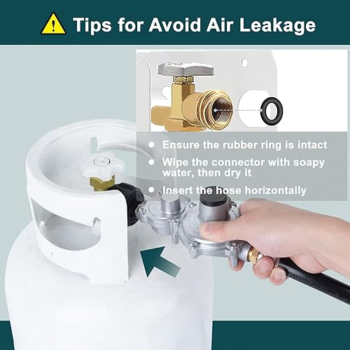 Miniatura 4 de GASPRO Regulador de propano de dos etapas de 5 pies con manguera, hembra de 38 pulgadas para RV, parrilla, hoguera, estufa de gasrango Más