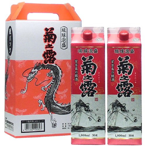 琉球泡盛 菊之露 1800ml アルコール30% 2本セット Amazon.co.jp: 泡盛 菊の露パック 2本セット(手提げ箱入り) 1800ml×2本