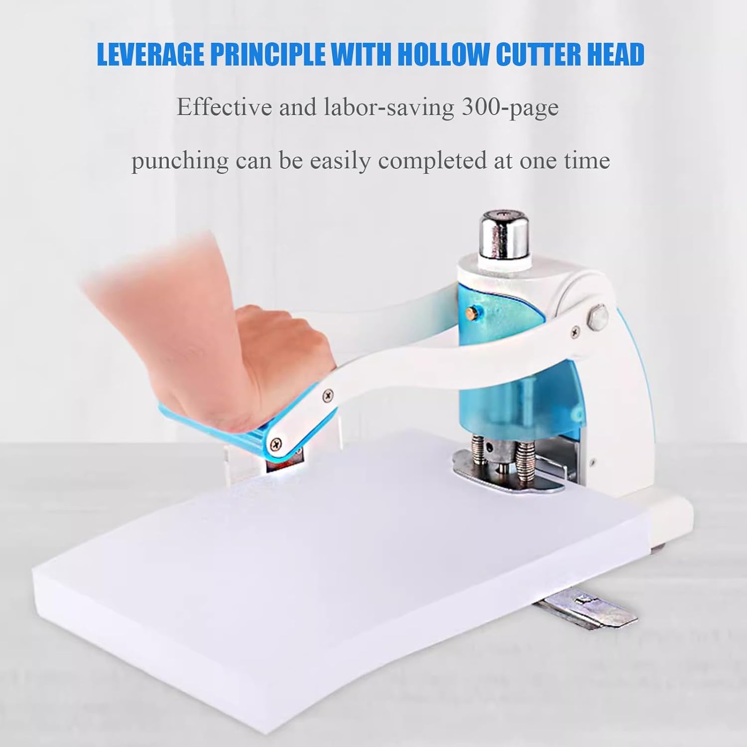 Perforatrice manuale ad alta capacità per 300 fogli, resistente, per ufficio, casa e scuola