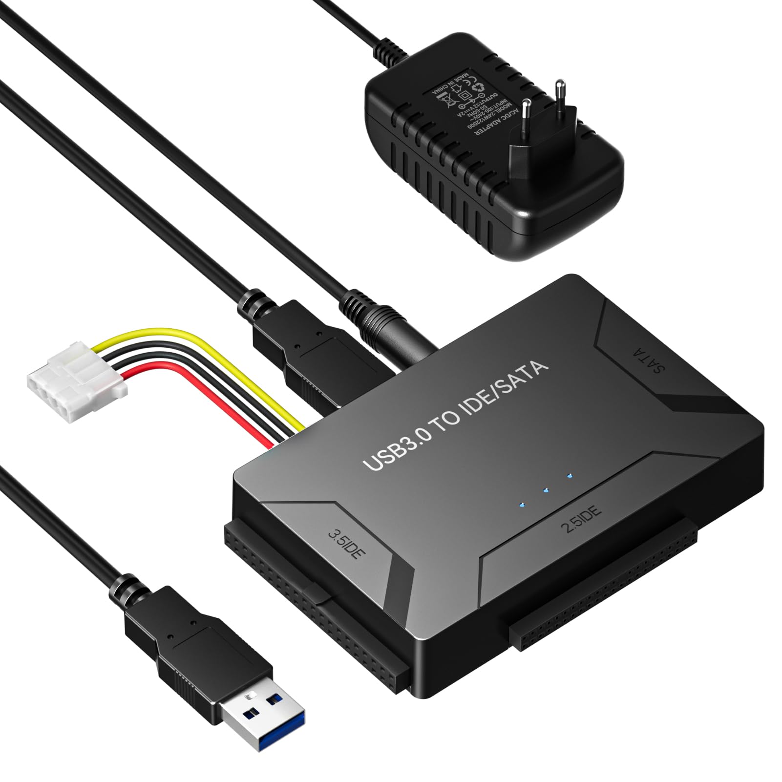 goobay 64570 Alimentatore universale 3 V - 12 V, max. 27 W/DC adattatore di ricambio per TV, PC, router, striscia LED/Tensione variabile/USB C, Micro USB/incl. 11 adattatori/Nero