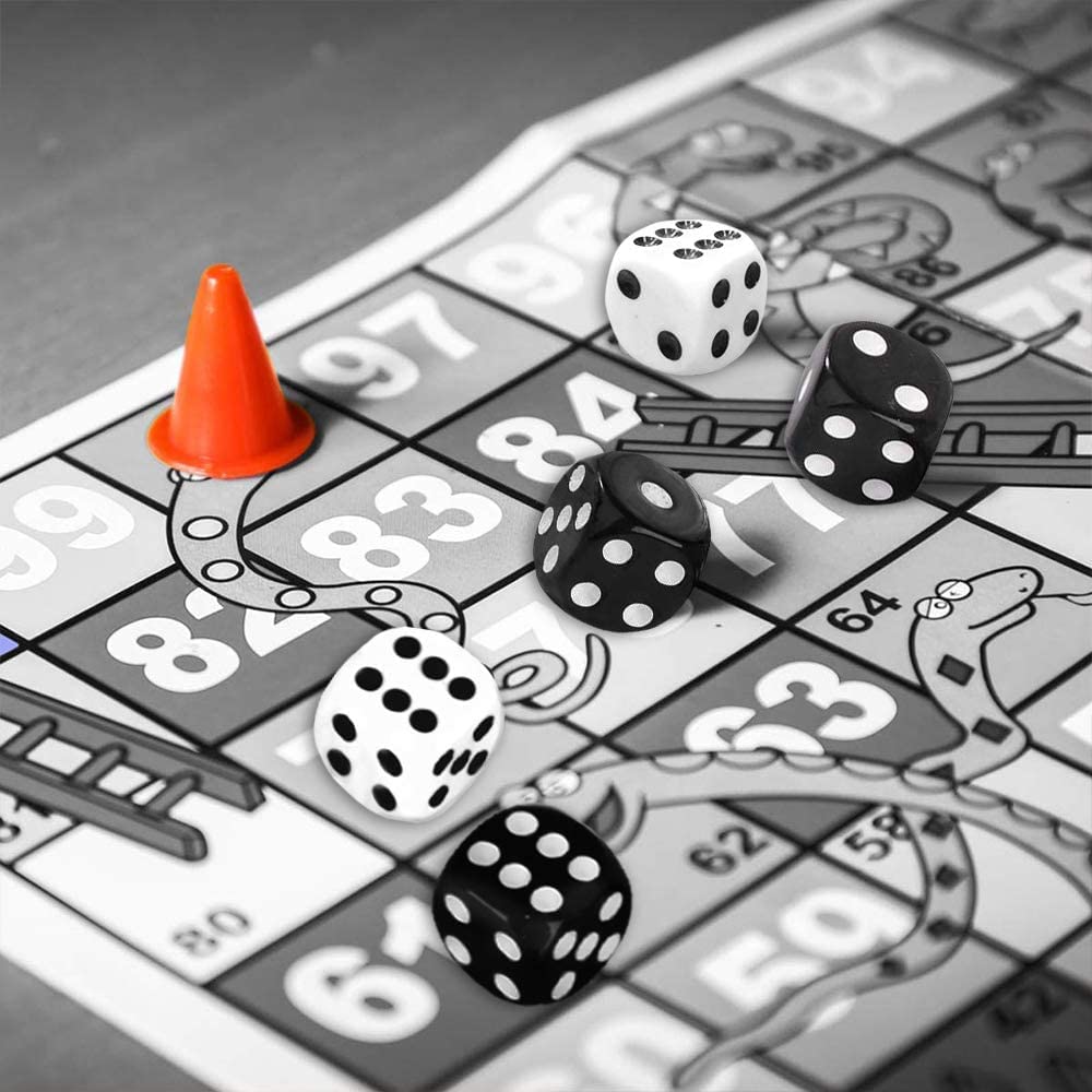 powerking Würfelset, 100 STÜCKE schwarz Bulk Game Dices für Tensies Dice Game, Brettspiel, Math Game Party Favor, 16mm 6-Sided Round Corner (schwarz)