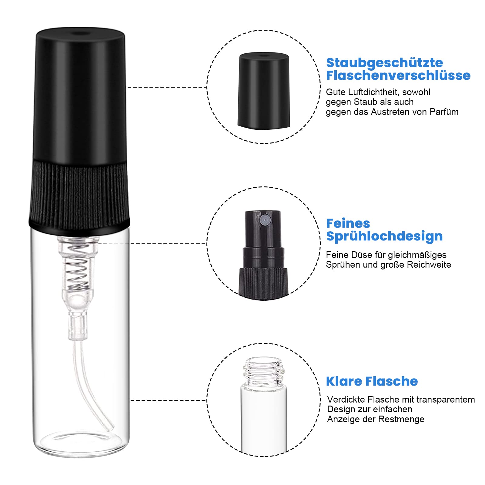 20 X Mini-Parfümzerstäuber, 3 Ml, Bernsteinfarben – Nachfüllbare Glasflaschen Mit Pipette