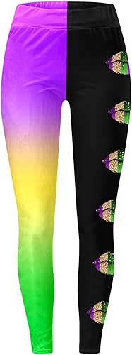Miniatura 2 de sdbrld Leggings de Mardi Gras para mujer, leggings de Mardi Gras morados, elásticos, con máscara de lujo, con estampado de carnaval, mallas elásticas