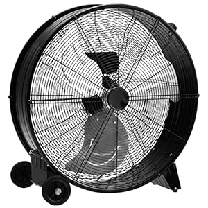 COSTWAY Φ65cm Trommelventilator Industriell, Bodenventilator mit Rollen, 3 Stufen Ventilator Windmaschine Standventilatoren für Lager, Treibhaus, Werkstatt, Terrasse und Keller