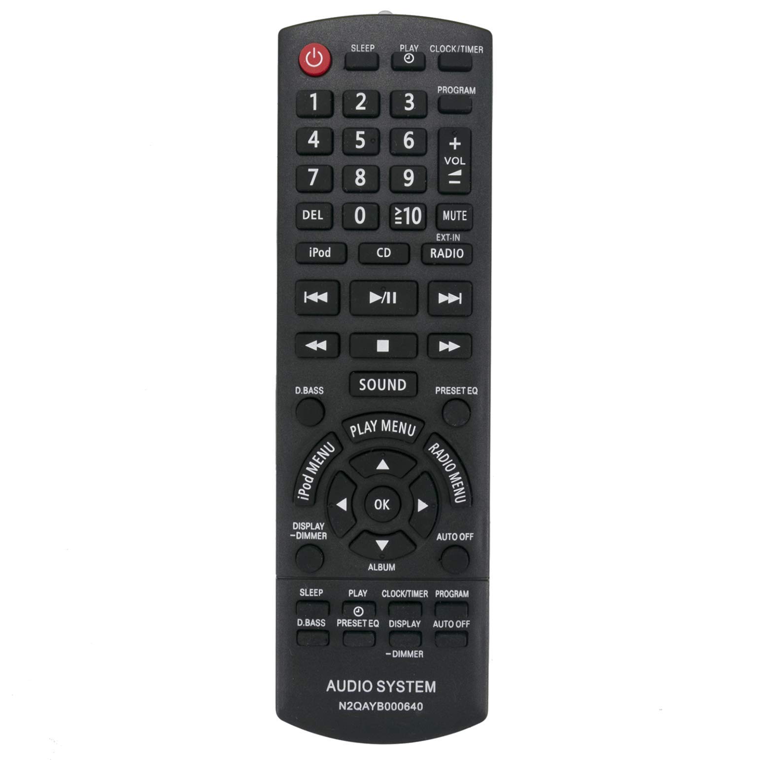VINABTY N2QAYB000640 zamiennik pilota do PANASONIC SA-PM500EP-K SA-PM500GA-K SA-PM500GAXK SA-PM500PR-K SA-PM500PU-K SA-PMX5EG-S SC-HC25PC-K SC-HC25P-K SC-HC25P-K 25P-K SC-HC25PU-K