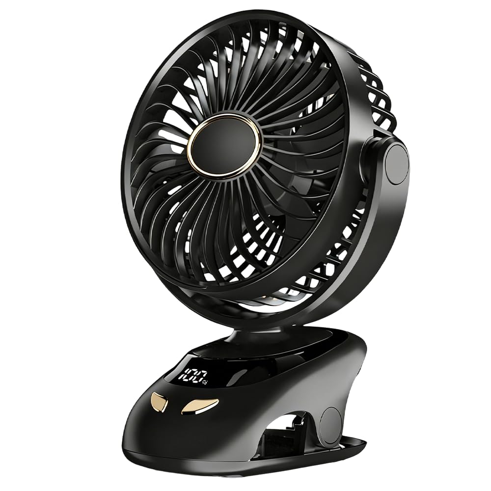 Tragbarer Ventilator zum Anklemmen, persönlicher Ventilator mit Clip, 6000 mAh, batteriebetrieben, USB-Schreibtischventilator, leise, wiederaufladbar, Mini-Tischventilator, 5 Geschwindigkeiten