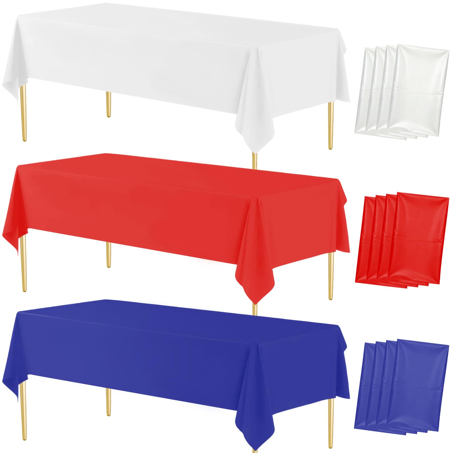 Vyntra 12-Pack Red White Blue Plastic Tablecloths
