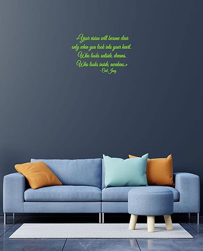 Miniatura 4 de Wall Decals Quote Carl Jung Home Interior Design Art Murals Bedroom Vinyl Stickers Living Room Decor KT146 (15in x 22 in, lime green)