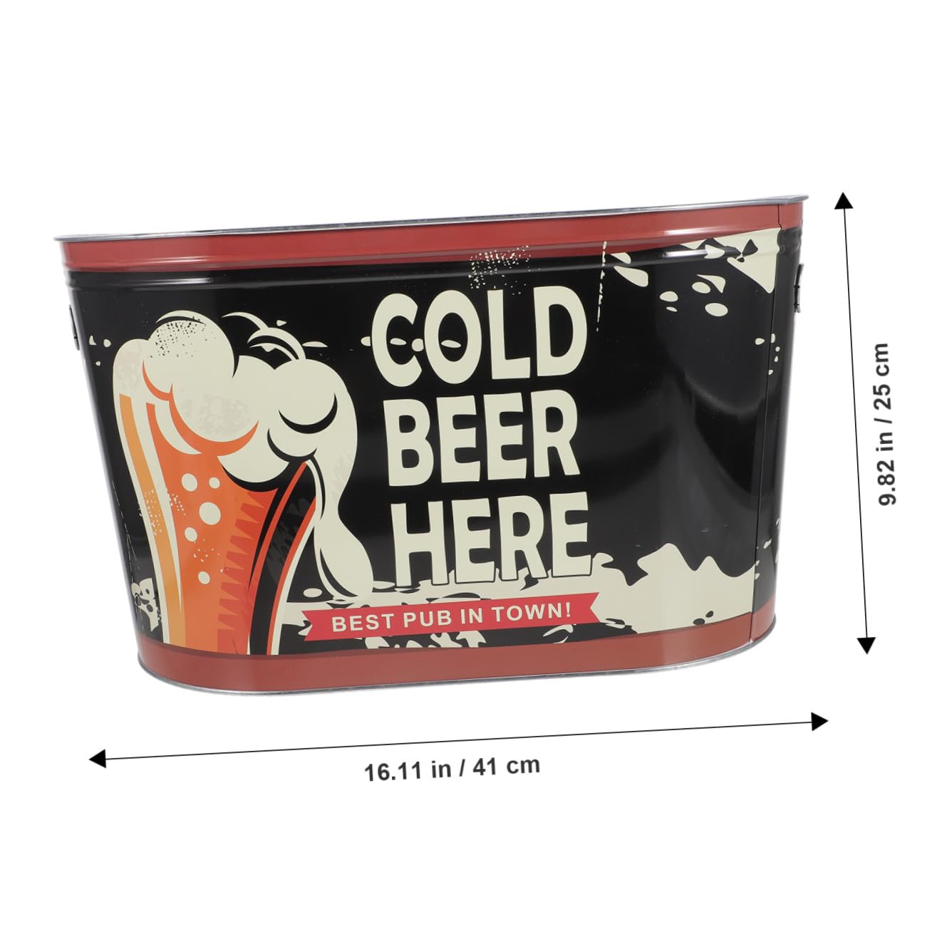 Cubo de Hielo de Metal con Asa, Cubo de Hielo Ovalado sin Rebabas, Compacto y Resistente para Enfriar Bebidas en Camping y Barbacoas