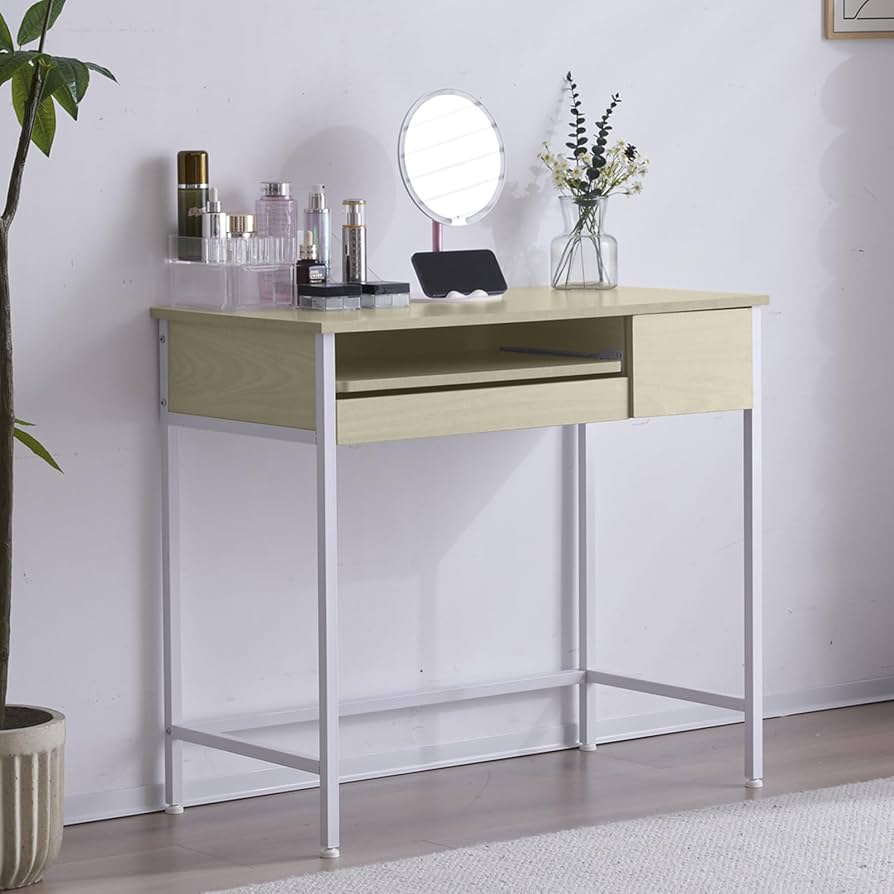 【人気商品】【ホワイト】パソコンデスク引き出し付き収納ラック付き木製書斎机学習机 パソコンデスク 学習机 書斎デスク 幅60cm ホワイトオーク材