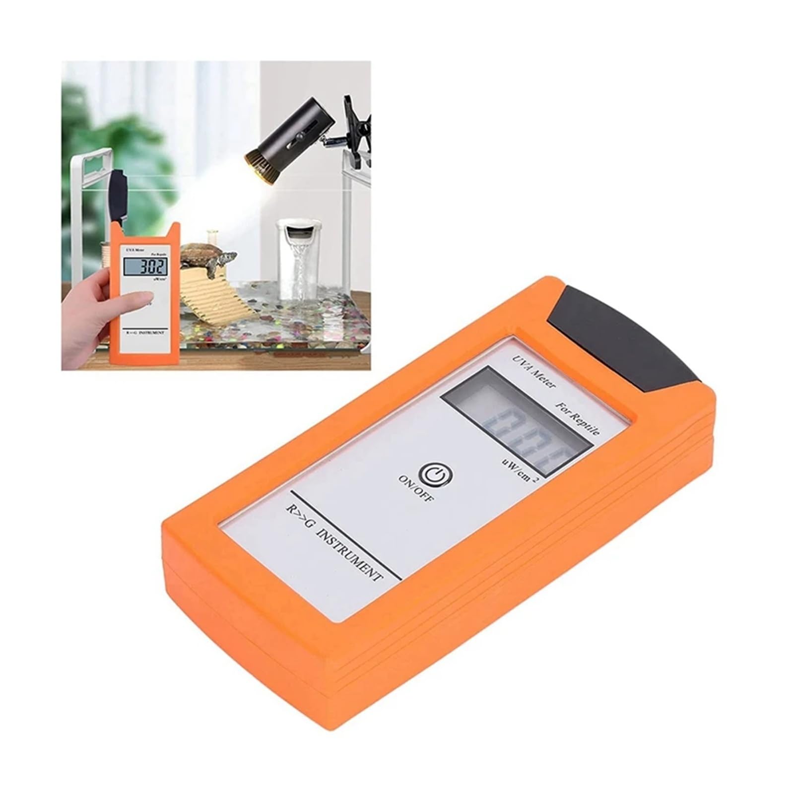 Misuratore UVA portatile, materiale in gel di silice 0-1999 Μw/Cm², tester for lampade solari UVA con display LCD da 3,5 pollici for rettili per la crescita delle piante