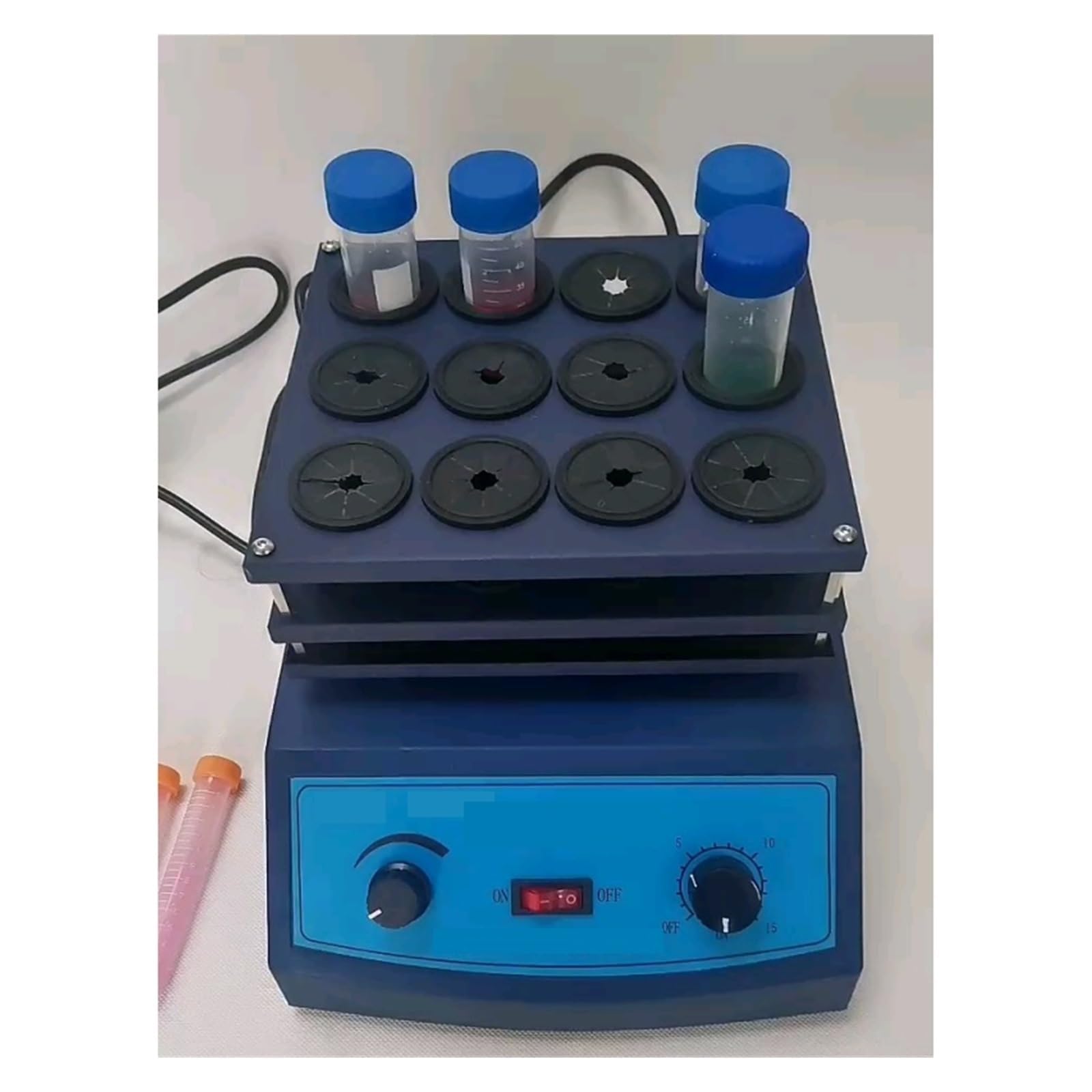 Mikser wielorurowy do laboratorium, 800-2800 obr./min, timer 0-15 min, szybkie mieszanie do probówek 10 ml - 50 ml, wydajny sprzęt laboratoryjny