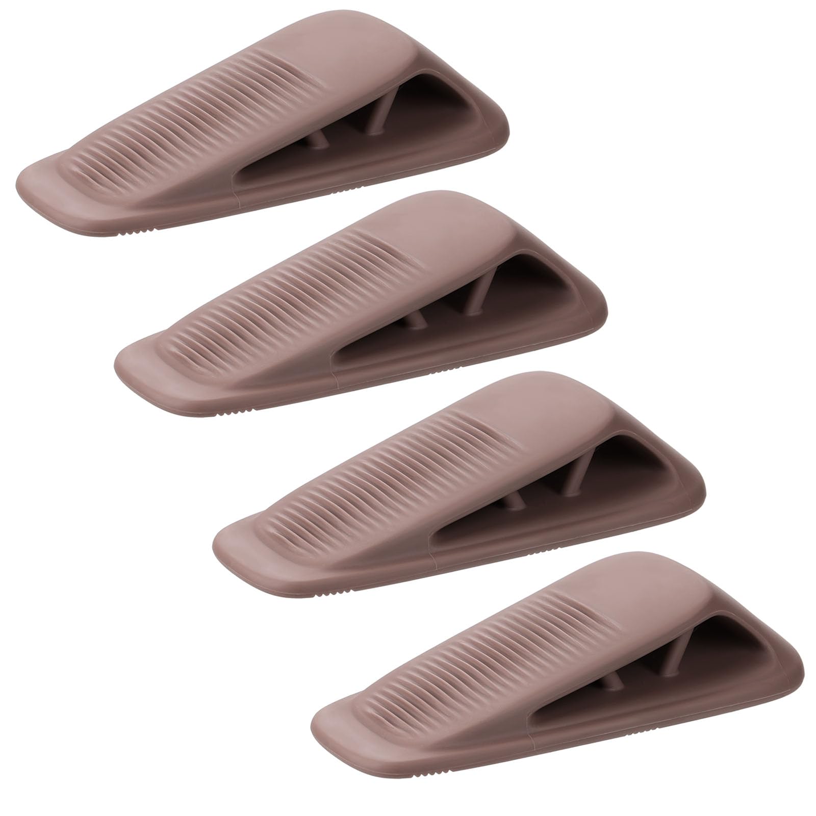 Fursafe&amp;Q Rubber Door Stoppers for Bottom of Door, Door Stop Wedge with Holder, Heavy Duty Doorstops 4 Pack, Wall Protector for Home &amp; Office &amp; School &amp; Commercial Doorstop Keep Open Stack Brown