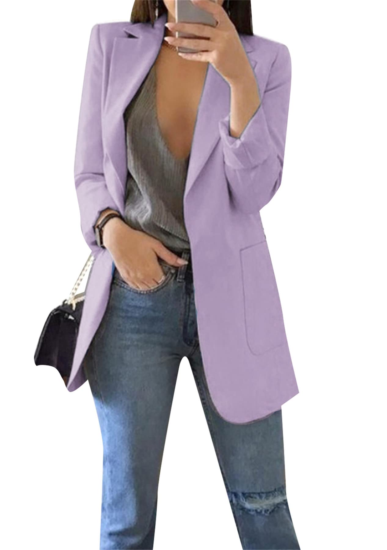 Women Casual Loose Fit Long Sleeve Blazer Cardigan Fashion Plus Size Work Blazer