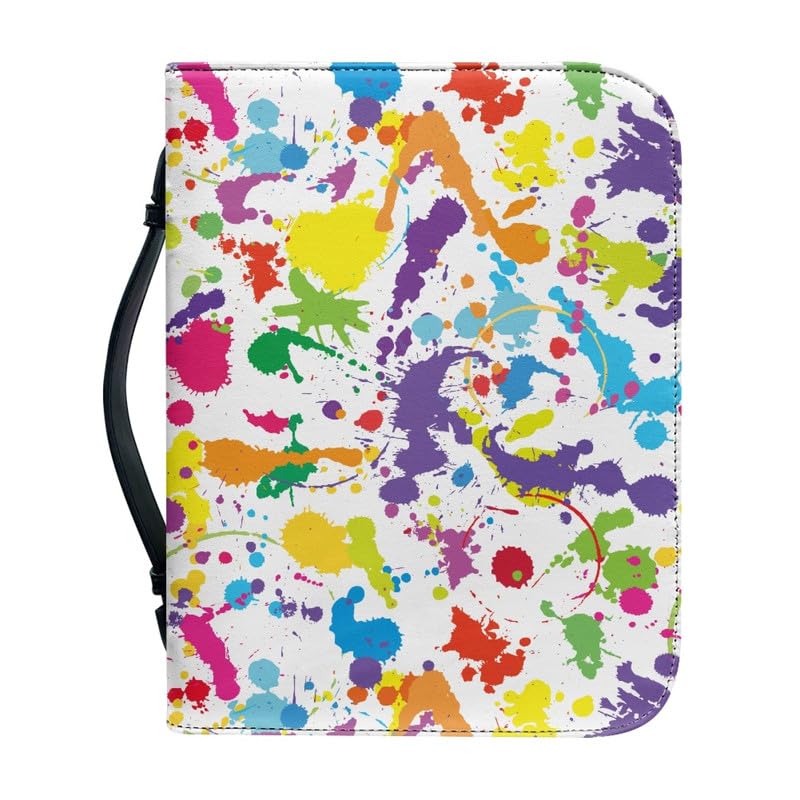 Garronmavis Splashing Graffiti PU Leather Bible Case for Women, Colorful Painting Bible Bag, Abstract Art Bible Protective Bags - L — image 1